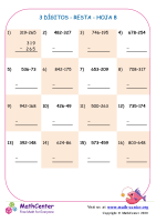 3 Dígito - Resta - Hoja 8