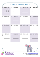 4 Dígito - Resta - Hoja 6