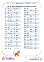 Restando Números De 2 Dígitos Hoja 4