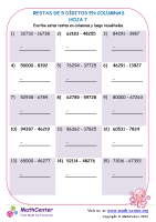 Resta En Columna 5-Dígitos Hoja 7