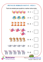 Sustracción De Animales Hasta 5 Hoja 3