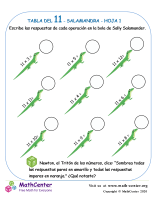 11 Tabla de multiplicar - Salamandra - Hoja 1