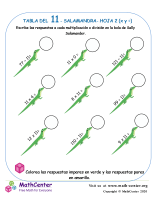 11 Tabla de multiplicar - Salamandra - Hoja 2 (X y ÷)