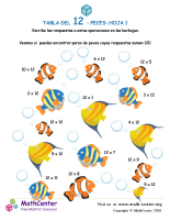 12 Tabla de multiplicar - Peces - Hoja 1