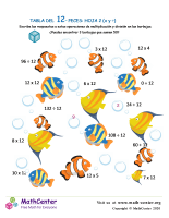12 Tabla de multiplicar - Peces - Hoja 2 (X y ​​÷)