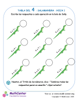 4 Tabla de multiplicar - Salamandra - Hoja 1