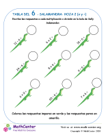 6 Tabla de multiplicar - Salamandra - Hoja 2 (X y ÷)