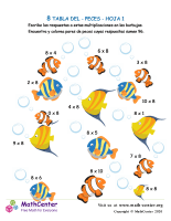 8 Tabla de multiplicar - Peces - Hoja 1