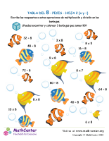 8 Tabla de multiplicar - Peces - Hoja 2 (X y ​​÷)