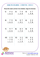 Suma En Columna 2 Dígitos Hoja 2