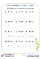 Suma En Columna 2 Dígitos Hoja 6