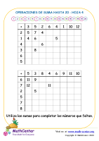 Operaciones De Suma Hasta 20 Hoja 4