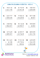 Suma En Columna 4 Dígitos Hoja 2