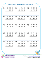 Suma En Columna 4 Dígitos Hoja 3