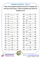 Sumas mentales de decenas - Hoja 3