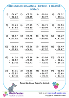 Suma en columnas - Dinero Euro 3 Dígitos - Hoja 3
