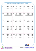 Suma En Columna 5 Dígitos Hoja 1