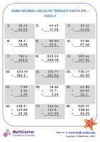 Suma Decimal Hojas De Trabajo Hasta 2Pd Hoja 2