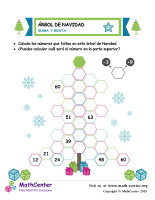 Suma y resta en árboles de Navidad - Hoja 2