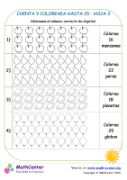 Cuenta Y Colorea Hasta 25 Hoja 3