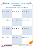División (sin resto) 2 dígitos por 1 dígito - Hoja 2