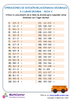 Operaciones De Divisón Relacionadas Decimales Hoja 3