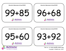 Selección de Operaciones de Suma Hasta 100 + 100 Tarjetas didácticas (Con Respuestas)