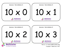 10 Tarjetas didácticas de multiplicaciones con Respuestas