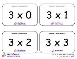 3 Tarjetas didácticas de multiplicaciones con Respuestas