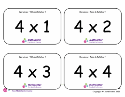 4 Tarjetas didácticas de multiplicaciones