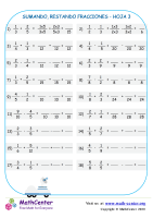Sumando, Restando Fracciones Hoja 3