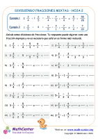 Dividiendo Fracciones Mixtas Hoja 2
