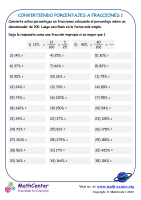 Conversión de porcentajes en fracciones - Hoja 1
