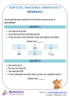 Acertijos: Fracciones, Porcentajes Y Decimales 1