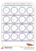 Diciendo La Hora Hasta 1 Minuto Hoja 4