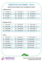 Porcentajes De Dinero USA Hoja 1