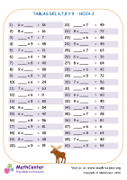 6,7,8 Y 9 Tablas De Multiplicar Hoja 3