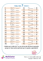 7 Tabla De Multiplicar Hoja 1