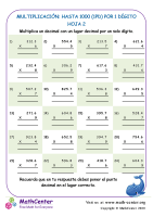 Multiplicación: Hasta 1000 (1Pd) Por 1 Dígito Hoja 2