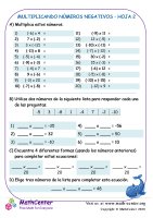 Multiplicando Números Negativos Hoja 2