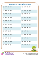 Máximo Factor Común Hoja 7