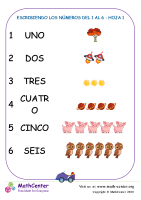 Escribiendo Los Números Del 1 Al 6 Hoja 1