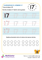 Escribiendo el número diecisiete