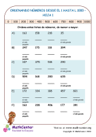 Ordenando Números Desde El 1 Hasta El 1000 Hoja 1