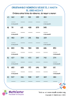 Ordenando Números Desde El 1 Hasta El 1000 Hoja 5