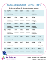 Ordenando Números De 4 Dígitos Hoja 2