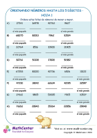 Ordenando Números Hasta Los 5 Dígitos Hoja 1