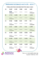 Ordenando Decimales Hasta 3Pd Hoja 3