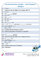 Valor Posicional Decimal Cuestionario 1