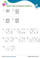 Sumar Y Restar Decimales Examen 10